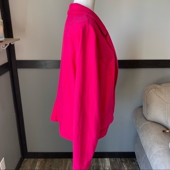 Bold hot pink ponte knit jacket blazer statement cheerful office Barbie work 1X - Picture 4 of 13